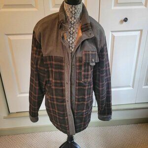 Chouyatou Winter Fuzzy Sherpa Lined Corduroy Flannel Shirt Jacket Mens XL